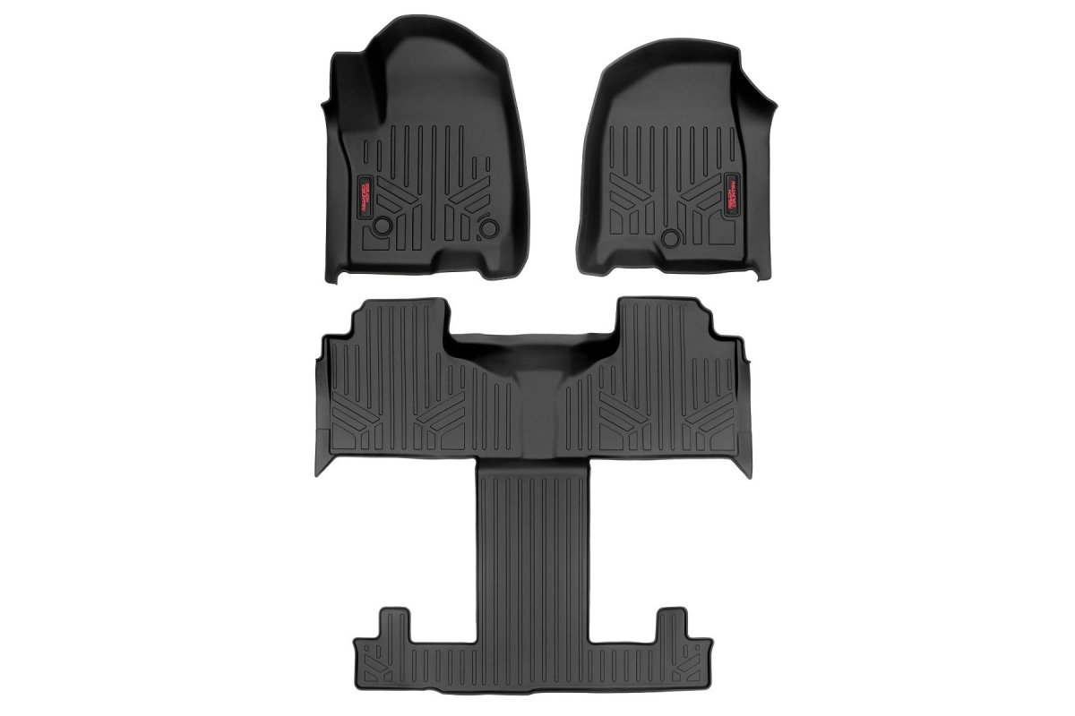GMC Yukon Floor Mats - Front + Rear - Rough Country - FR/RR Bucket - '21-'23